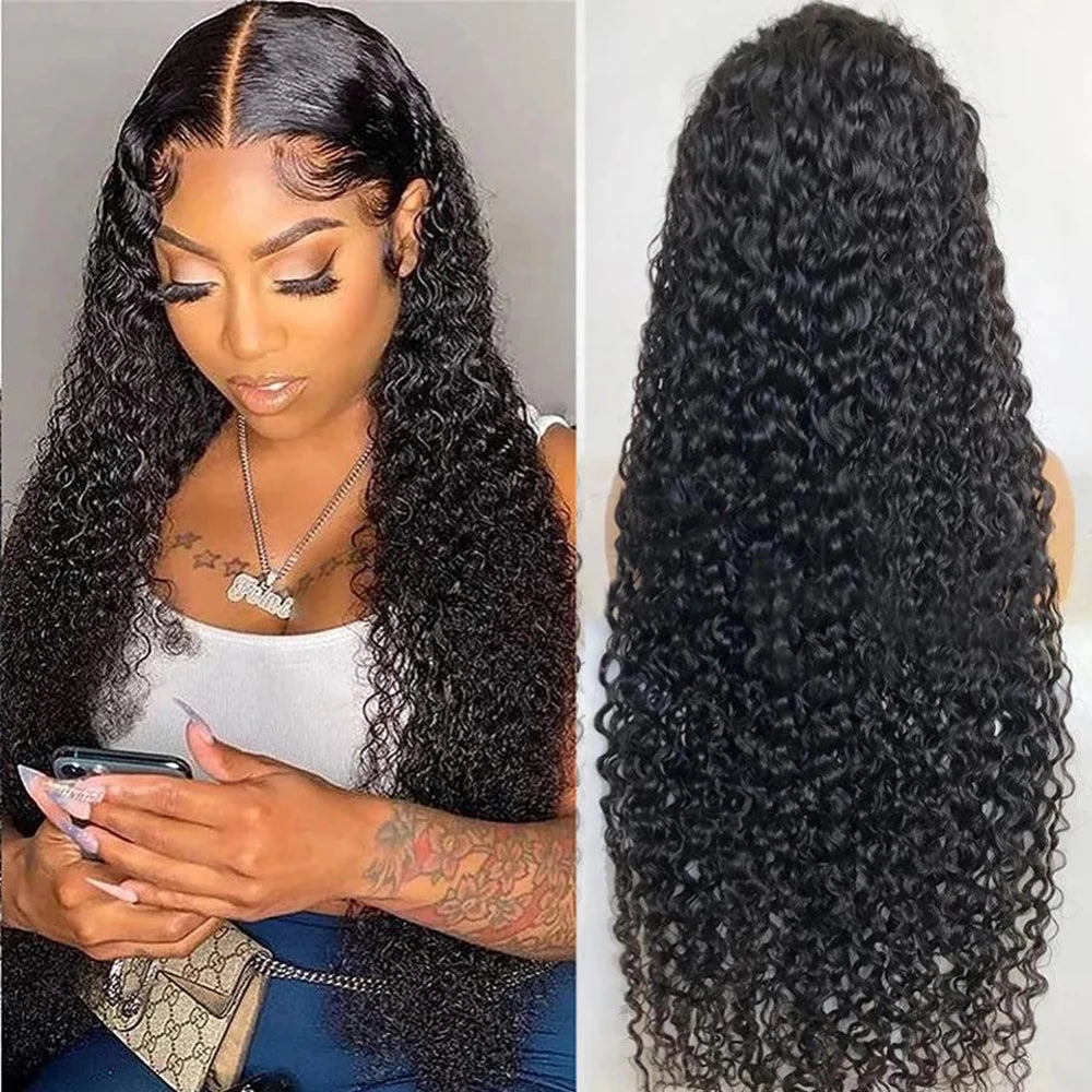 Glueless Pre Plucked Deep Wave 13X4 HD Lace Front Human Hair Wig For Women Human Hair HD Lace Frontal Wigs Curly 4X4 Closure Wig