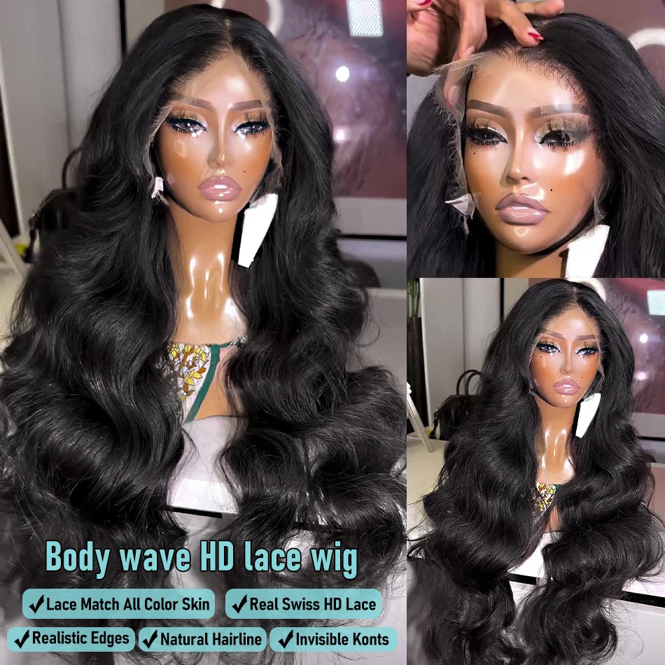 Body Wave 13x4 13x6 HD Transparent Lace Front Wigs 30 40 Inch Brazilian Water Wave 5x5 Closure Glueless Wig Human Hair For Women