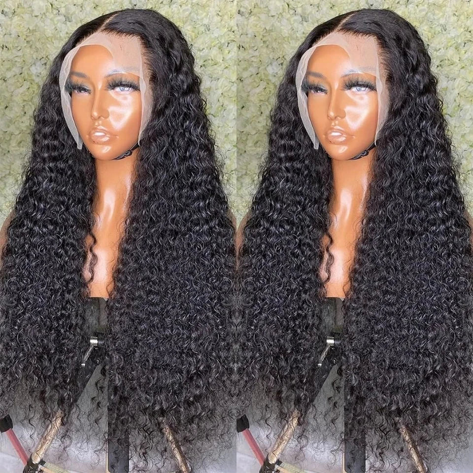 HD Transparent Deep Wave Frontal Wig 13x4 Curly Lace Front Human Hair Wigs For Women