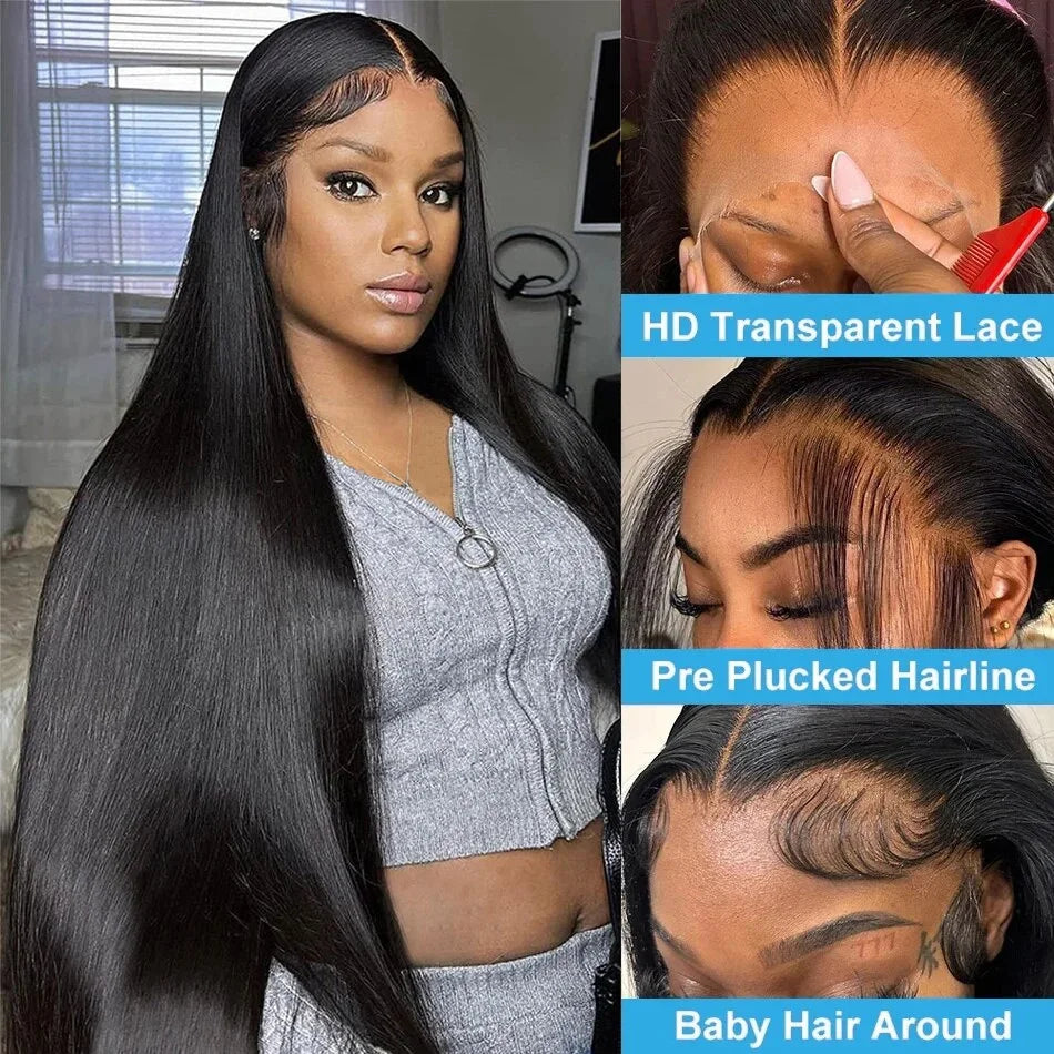 Cosdelu 30 40 Inch Bone Straight 13x6 Lace Front Human Hair Wigs Brazilian PrePlucked 13X4 Hd Lace Frontal Wigs For Women