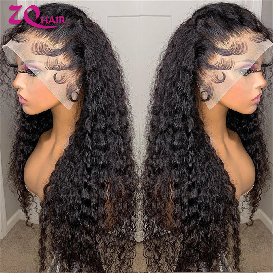 Glueless Pre Plucked Deep Wave 13X4 HD Lace Front Human Hair Wig For Women Human Hair HD Lace Frontal Wigs Curly 4X4 Closure Wig