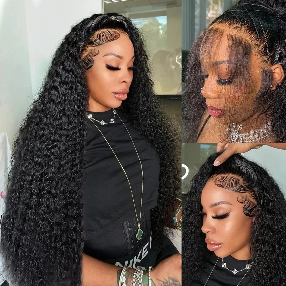 250% Deep Wave Frontal Wig 13x6 HD Lace Frontal Wigs For Women Brazilian Water Wave Transparent Curly Lace Front Human Hair Wig