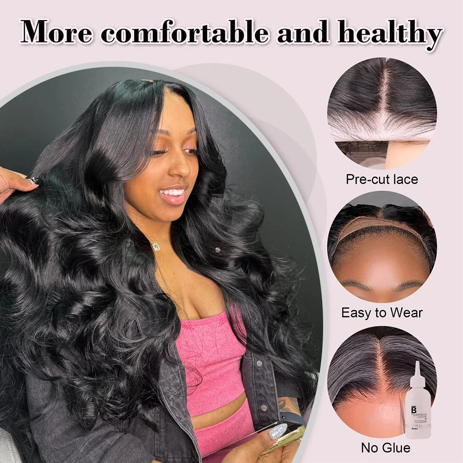 Luvin 250% Body Wave 13x6 Lace Frontal Wigs 30 40Inch Brazilian Remy 5x5 Closure Glueless Wig Human Hair Ready To Wear For Women